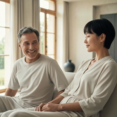 Couple relaxing at a luxurious spa resort