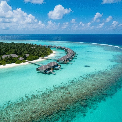 Luxurious overwater bungalows in the Maldives
