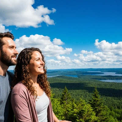 Couple enjoying a scenic view from a hidden gem location