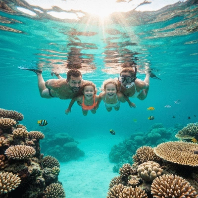 Family on a snorkeling adventure